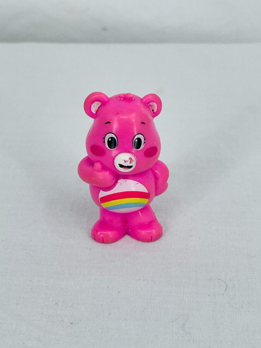 Pink Care Bear Figurine with Rainbow Belly